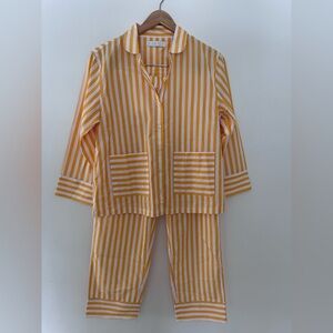 NWOT LAKE Yellow Striped Long Pajama Set